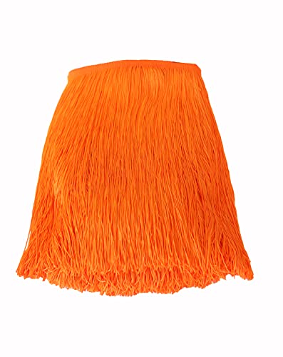 Yalulu 10 Meters Long 30 CM Wide Polyester Latin Fringe Tassel Trimming Lace DIY Latin Macrame Samba Dance Dress Stage Clothes Curtain Trim (Orange) - Image 2