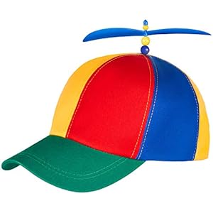 Kleurrijke propeller-muts, propeller-muts, helikoptermuts, helikoptermuts, baseballpet voor volwassenen en kinderen, in grootte verstelbaar, multicolor, One Size