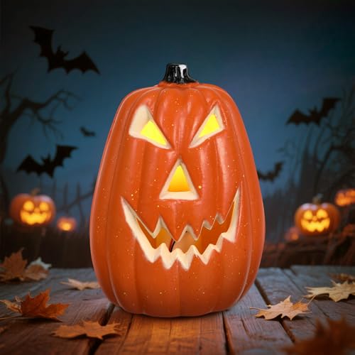 Halloween Pumpkins Mini Jack O Lantern Lights Light Up Pumpkins Outdoor Plastic JackoLantern Lights Pumpkin Decor Trick Or Treat Top Party Supplies Favors Halloween Decorations