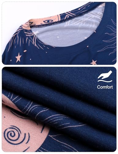 Image of KFUBUO Plus Size Nightgowns for Women Oversized Sleep Tshirts Dress Short Sleeves Sleepwear With Pocket Fit S-5XL