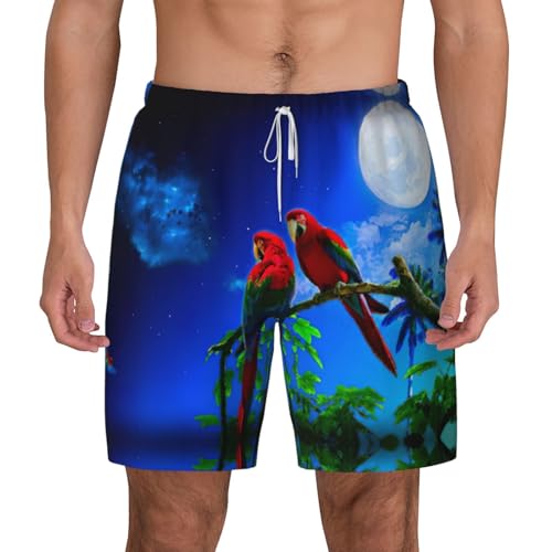 Short de bain homme anti-irritation à séchage rapide pour surf et plage imprimé perroquets