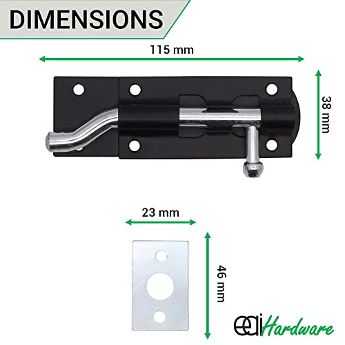 EAI Heavy Duty Necked Tower Bolt, Black, 4 Inch - Image 3