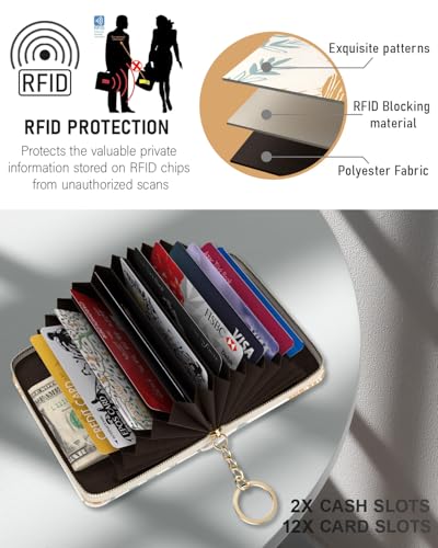 Image of Credit Card Holder, RFID-Blocking Slim Wallet, Orange leaves | Stylish RFID-Blocking Women's Slim Wallet Perfect for Business and Everyday Use, Keep Your Belongings Safe and Organized