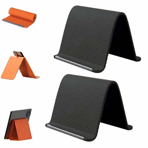 2pcs Portable Foldable Silicone Aluminum Phone Holder,Foldable Flexibles Phone Stand,Bendable Freely into Any Shape,Adjustable A