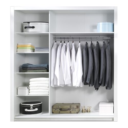 Lomadox Schlafzimmer Set 5-teilig mit Bett 180x200cm, 2 Nachttische, Schwebetürenschrank 208cm, Kommode in weiß Hochglanz – Bild 3