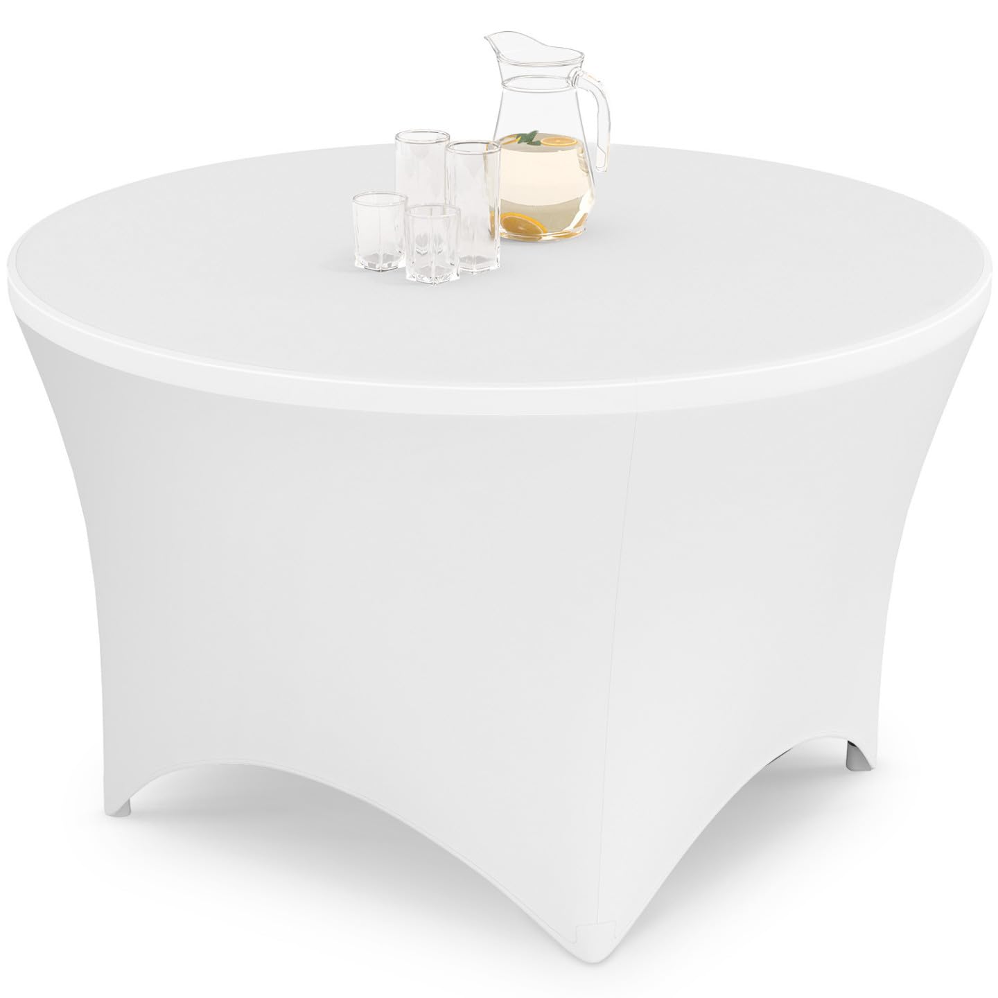 IDMarket - Table Pliante d'appoint Portable Ronde 122 cm pour Camping ou réception avec Housse Blanche