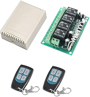 DC 12V 4-Channel Wireless Remote Control Switch 315Mhz RF Switch 2 Transmitter + 1 Receiver for Garage Door Openers LED Lights
