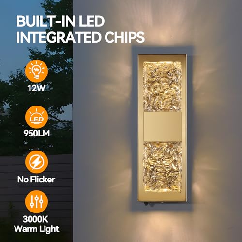 Image of 14.2 inch Dusk to Dawn Exterior Wall Light, 12W LED, Gold