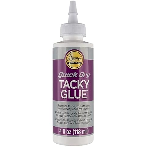 Quick Dry Tacky Glue – Dries Clear– 4 OZ – Single Cover