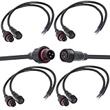 QOFOWIN 3wire Waterproof Connector, 3Pin Male Female Plug LED Connector with 16 AWG IP68 20CM Extension Cable for Car, Boat,Truck,Indoor/Outdoor LED Strip Lights.(3Pin 5Pairs)