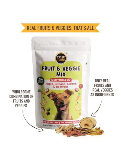 Image of Pure Veg Dog Treats - Real Dehydrated Fruits & Vegetables, No Additives, Grain Free, Preservative Free (85 Gm, Fruits & Veggies),All Life Stages