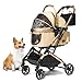 Angelpet ペットカート 分離型 猫 犬用 バギー いぬ用 4輪 前輪360°回転 前後輪ブレーキ付き 組み立て簡単 コンパクト 軽量 折りたたみ式 耐荷重20Kg 猫 小型犬多頭 中型犬 分離型ドッグカートカート用バッグ付き カーキ