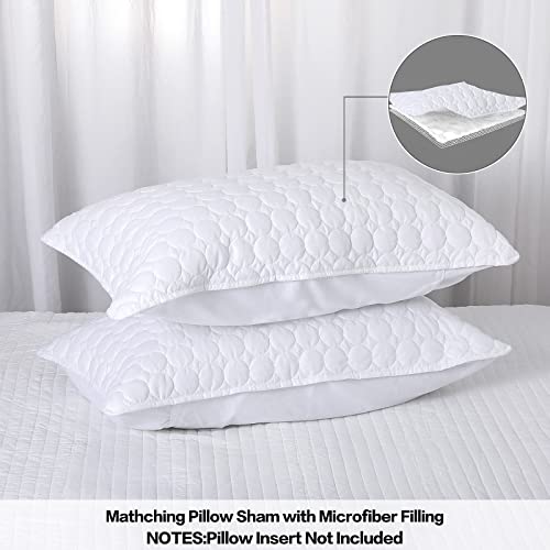 Bosowos Pillow Shams King Size Set Of 2, Ultra Soft Breathable Quilted Pillow Cases 20 X 36 Inches For Sleeping, Decorative Microfiber Bed Pillowcases Easy Care, White #TOP4