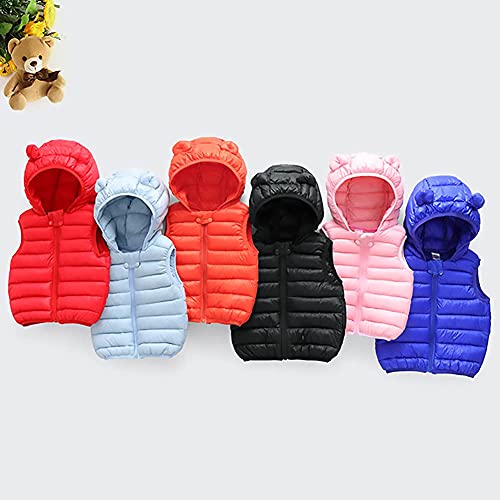 Aiwuhe Baby Boys Girls Hooded Puffer Vest Winter Lightweight Sleeveless Bear Ears Zipper Up Jacket Red 80 #TOP6