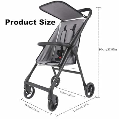 Lightweight Travel Baby Stroller, Compact Foldable Baby Stroller with Sun Visor, Convenience Airplane Strollers, Ultra-Compact One-Hand Foldable Stroller, Baby Airplane Travel Essentials (Grey)