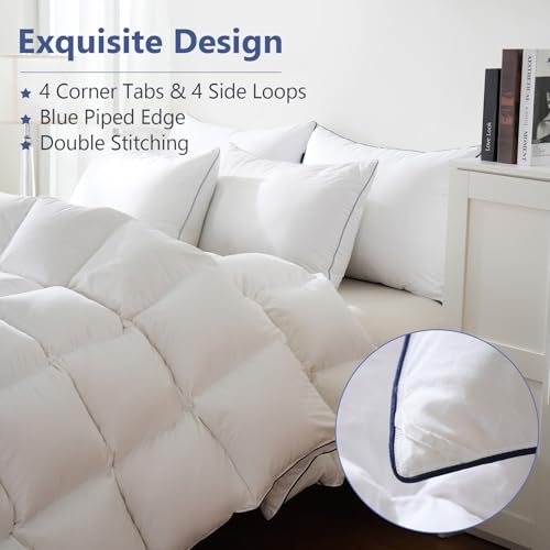 Downcool Feather Comforter King Size Filled With Down & Feather Fiber, White Fluffy Down Duvet Insert King With Ultra Soft 100% Cotton Cover thumb #7