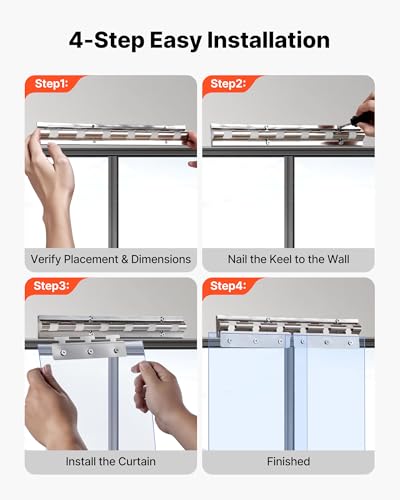Image of VEVOR Clear PVC Strip Curtain, 96 in Height x 60 in Width x 0.08 in Thickness, 10 PCS Walk in Freezer Cooler Curtain Strips, Smooth Waterproof Plastic Door Strips for Warehouse, Freezer, Garage Doors