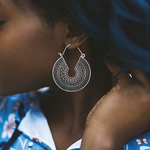 Sterling Hoop Ethnic Drop : boucles d'oreilles clips bohèmes en argent 925 - 6