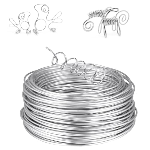 AUAUY Alambre de aluminio de calibre 12, 2 mm flexible, 100 pies, alambre de manualidades para hacer joyas, hacer coronas, esculpir, modelar