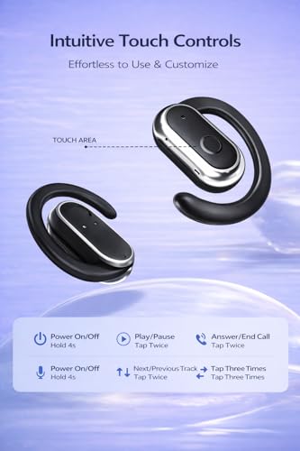 Image of OWS- W300 True Wireless Earbuds, Gaming Earbuds with Open Wearable Stereo, 50 Hours Playtime, Bluetooth 5.4 + ENC Clarity, 13mm HD BASS Drivers, IPX6 Sweat-Proof,Built-in Mic