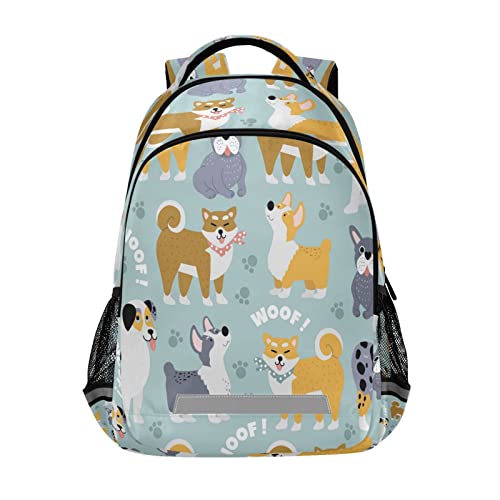 Kcldeci Cute Doodle Different Dog Breeds Kids Backpack Elementary Backpacks Girls Boys School Bag Bookbag Daypack Travel Bag Rucksack #TOP6
