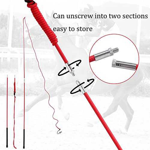 Horse Lunge Whip Training Stick And Whip 5.9 Feet Long Whip+6.3 Feet Drop For Dogs Horses(Can Detachable Into Two Sections) (Red) #TOP1