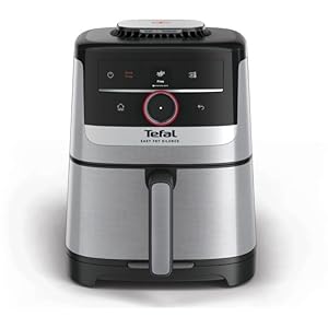 Tefal Easy Fry Smart & Silence Heißluftfritteuse, 5 Liter, extrem leise, Smart-Assist-System, von 40°C bis zu 220°C, Antihaftbeschichtung, Easy Clean & Store-System, Silber & Schwarz, EY572DE1
