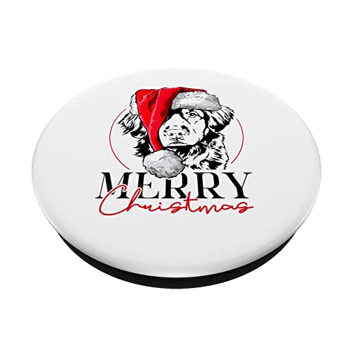 Santa Nova Scotia Duck Tolling Retriever Merry Christmas dog PopSockets Swappable PopGrip, Black - Image 2