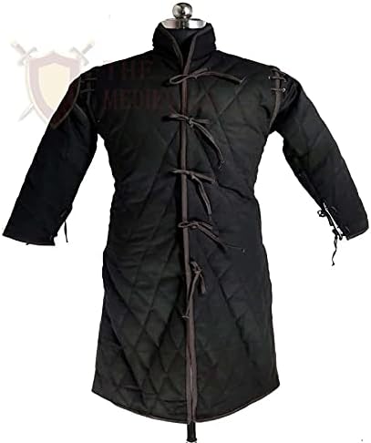 Miniatura 7 de THE MEDIEVALS Medieval grueso acolchado de longitud completa mangas Gambeson capa Aketon chaqueta armadura, tela de algodón