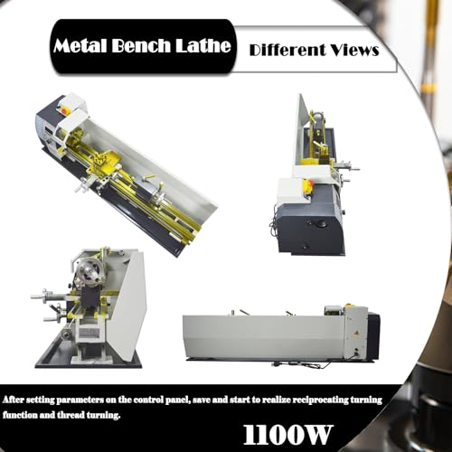 EQCOTWEA Metal Lathe 8"X39" Benchtop Lathe Machine Precision Hobby DIY Table Lathe Metal Working Lathe Electronic Gearless Horizontal Wood Lathe 1100W Brushless 50-2500rpm Imperial/Metric RC-210E 110V - Image 5