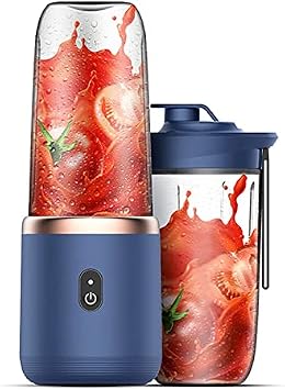 Blender, Juicer, Portable Juicer, USB, 13.5 fl oz 400 ml, English Instruction Manual, Also Breaks Ice, Blender, Smoothies, Food Processor, Small, Vegetables, Fruits, Weaning, Eating, Protective Function, Compact, Easy Operation, Outdoors, Travel, Business Trips, Office Blue
