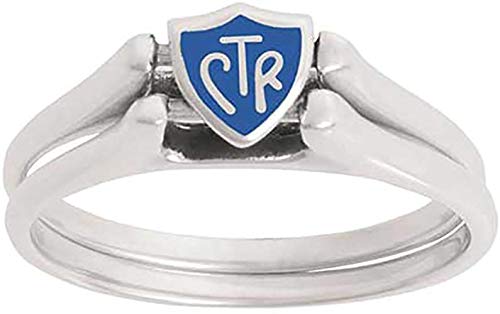 J62B Size 9.5 Sterling Silver Flip Blue CTR Ring Mormon LDS Unisex One Moment In Time