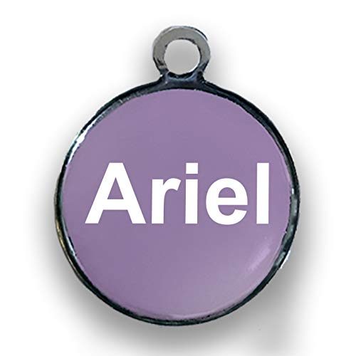 Placa de identificação Pet Personalizada - Redondo - Lilás e branco