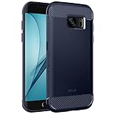 JETech Case for Samsung Galaxy S7 Edge Protective Cover with Shock-Absorption and Carbon Fiber Design (Blue)