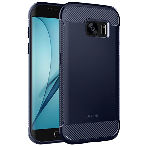 JETech Slim Fit Case for Samsung Galaxy S7 Edge 5.5-Inch, Thin Phone Cover with Shock-Absorption and Carbon Fiber Design (Blue)