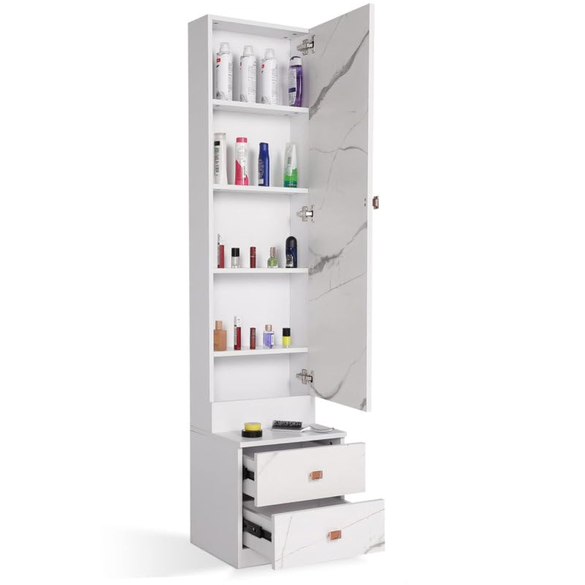 Engineered Wood Dressing Table with Mirror and Storage