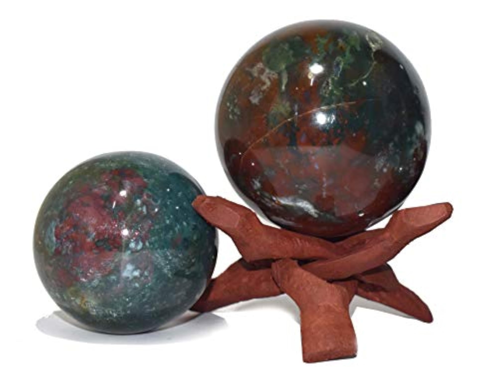 Bloodstone Natural Healing Crystal Ball with Stand, Size 1.5-2 Inch