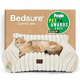 Bedsure ComfyFleece™ Cute Cat Couch for Pets - As Seen on TV on Good Day New York, Fuzzy Cats beds for Indoor Cats with Removable Washable Cover, Supportive Pet Sofa, 24inch, Cream