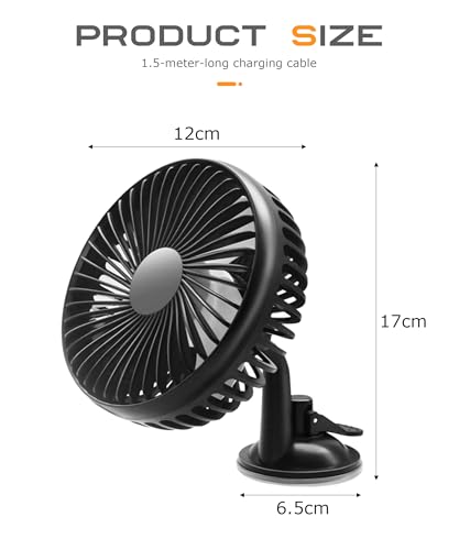 Flaconi Auto Kühlerlüfter,Ventilator Wohnmobil,Sitz Auto Ventilator,Autofan,Ventilator 12v Wohnmobil,Tragbarer Autoventilator,12v Ventilator,Geeignet für Autos,SUVs,LKWs (Saugnapf)