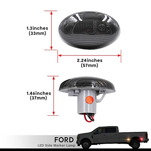 Nslumo Wheel Fender Side Marker Lights For 1999-2010 F-Ord F350 F450 Double Wheel Amber Red Trunk Bed Fender Markers 48 Smd Smoked Lens Replace Oem Sidemarker Lamps #TOP3