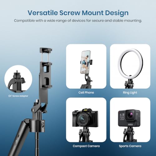 Image of Simpex (SST-003) AI-Powered Selfie Stick for Mobile, Auto Face Tracking Tripod with 360 Auto Rotating Selfie Stick, 64-inch /163 cm Long Aluminum Extension for Mobile & Camera with Quad-Leg Stability