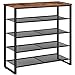 HOOBRO Étagère à Chaussures, Meuble à Chaussures, Porte-Chaussures à 5 Niveaux, pour 16-20 Paires, Étagère de Rangement, Peu encombran, pour Entrée, Salon, Couloir, Marron Rustique et Noir EBF58XJ01