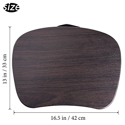 Bureau pour ordinateur portable avec coussin et support de téléphone marron