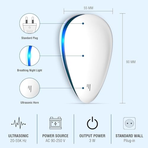 Image of Ultrasonic Electric Pest Repellent Machine to Repel Lizard,Rat,Cockroach,Mosquito,Home Pest Rodent Repelling Aid for Reject Ants for Reject Insect Mosquito Killer Machine (Pack of 2)