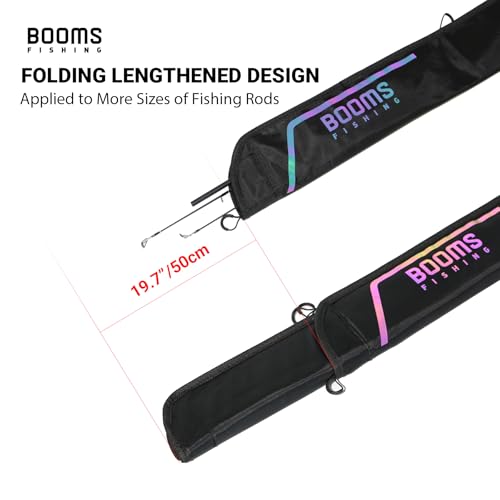 Booms Fishing PB3 6.4ft~8ft Fishing Rod Case, Portable Folded Fishing Pole Case with Two-Way Zippers, 1ft /7.7\" Extended Design Fishing Rod Bag, Fit for 2~3 Fishing Poles, 76\"~96\"