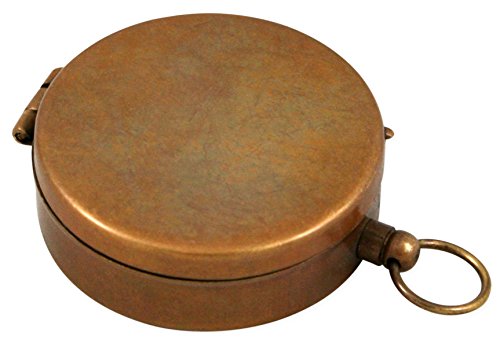 Brújula de Bolsillo Antiguo Latón con Tapa Abatible Bronce Historical Emporium miniatura 2