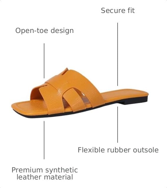 Image of Women's Dressy Casual Flat Sandals, Elegant Comfortable Slip-On Slides with Textured Upper, Versatile Dressy Style for Everyday Wear