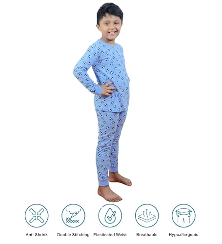 Image of Hestia | H.NSG.7 | Kids Nightwear | Sleepwear | Cotton | Trouser Full Sleeves Tshirt | Elastic Waist | Night Dress with Pyjama Tshirts for Boys | Breathable Fabric | Set 1