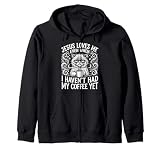 Funny Jesus Loves Me Coffee Cat Christian Humor Zip Hoodie