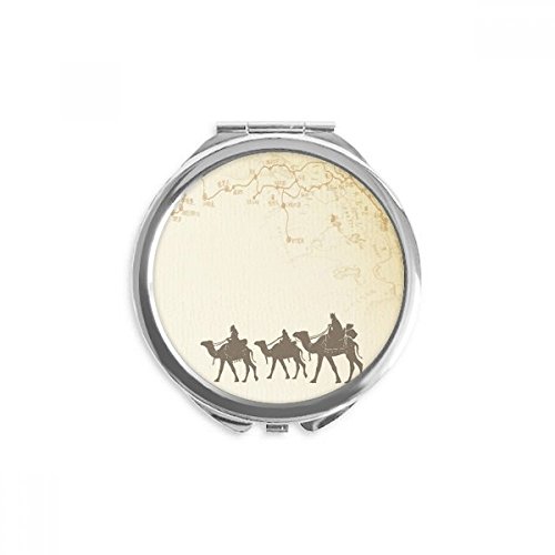 Miroir rond maquillage portable peinture chinoise chameau